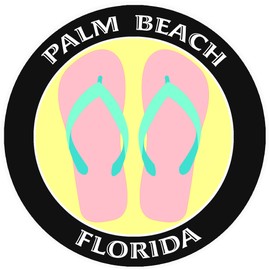 Athena Brands Flip Flops Palm Beach Florida - Car Truck Window Bumper Graphics Sticker Decal - Black