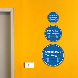 Signs ByLITA Circle GYM: Re-Rack Your Weights Sign (Black) - Small