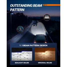 SEALIGHT H4 Bulbs, 𝟑𝟎𝟎𝟎𝟎𝐋𝐌 𝟔𝟓𝟎𝟎𝐊 𝐂𝐨𝐨𝐥 𝐖𝐡𝐢𝐭𝐞 H4 Fog Light, Fog Lights with 15000RPM Cooling Fan, 𝐈𝐏𝟔𝟖 𝐖𝐚𝐭𝐞𝐫?𝐫𝐨𝐨𝐟, Plug-N-Play,Pack of 2