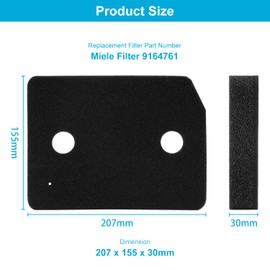 Laukowind Set of 2 Filters for Miele 9164761 Dryer, Heat Pump Dryer, Fine/Coarse 207 x 157 x 30 mm Base Filter, Sponge Filter, Foam Filter, Replacement Parts Filter, Foam Sponge for Condenser Dryers