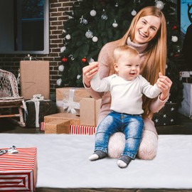 6 Pieces Christmas Fake Snow Blanket Christmas Snow Blanket White Roll Snow Blanket Party Decorations Artificial Snow Christmas Blanket White Soft Decor (39 x 9 Inches)