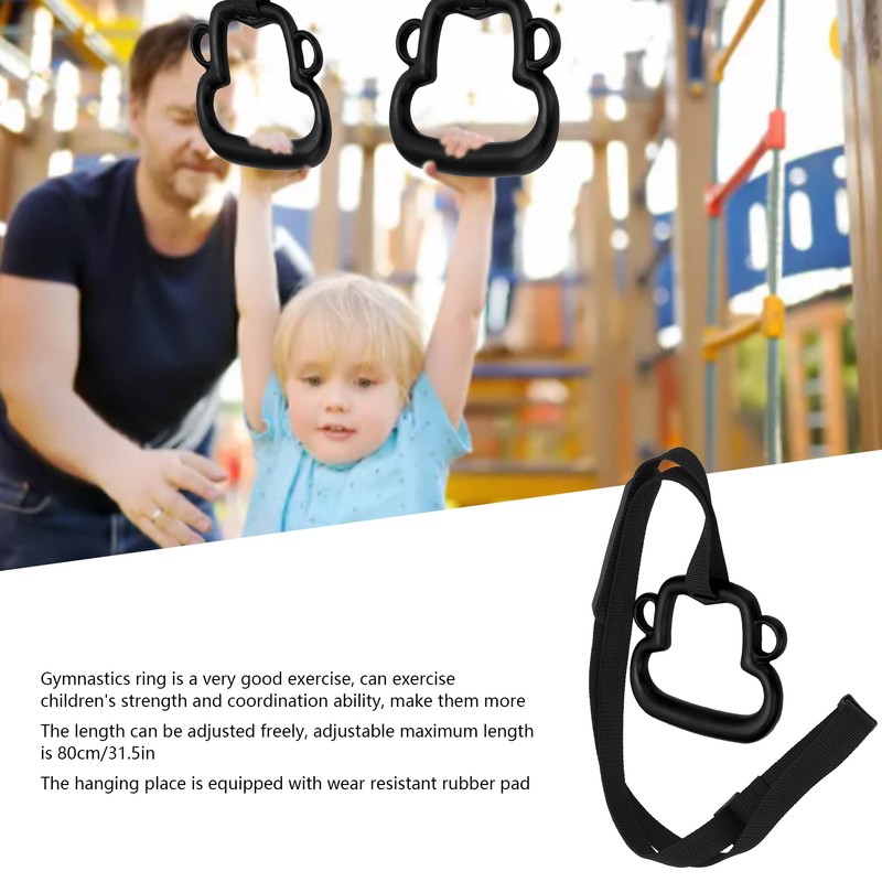 1Pair Children Gymnastic Rings with Adjustable Straps Kids Exercise Pull