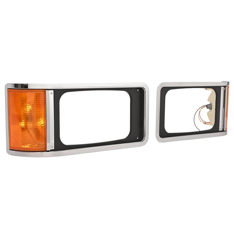 HECASA Headlight Bezels Compatible with 1990-2017 Mack CH613 SFA Hood