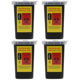 LALAFINA 4pcs Case Cutter Shop Black Razors Dispenser Storage Barber Container Home Use Recycle Safe Blade Factory Organizer Blades Collect Hairdressing Case, and Supplies Used Shaving