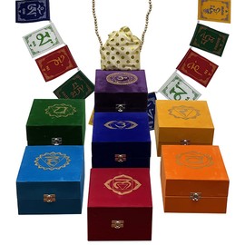 Chakra Singing Bowls Set Cuencos Tibetanos With Cushion Mallet Tulsi Beads Mala Tibetan Prayer Flag For Meditation Mindfulness - Style2 Size Medium