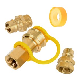 Larrik Quick Connect Disconnect 3/4" Fittings with Male and Female 3/4" NPT Nipples, Natural Gas Quick Connector for Generator, Gas Grills, CSA 100% Brass