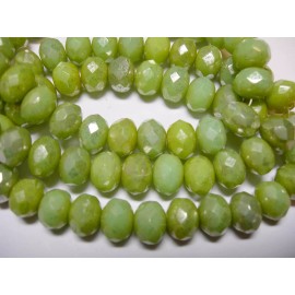 Czech 25 beads - 8x6mm Honeydew Green with Silver Wash Czech Rondelle beads