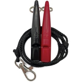 ACME Dog Whistle No. 210.5 with Whistle Band | Double Pack | 2 Whistles Including 2 Bands | Ideal for Recall - Loud and Far-reaching (Black + Carmin Red)