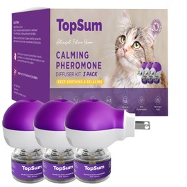 TopSum Cat Pheromones Calming Diffuser: Premium Pheromone Diffuser for Cats - Cat Pheromones Diffuser - Cat Calming Diffuser - Cat Calming Pheromone Diffuser, 3 Pack (Purple)