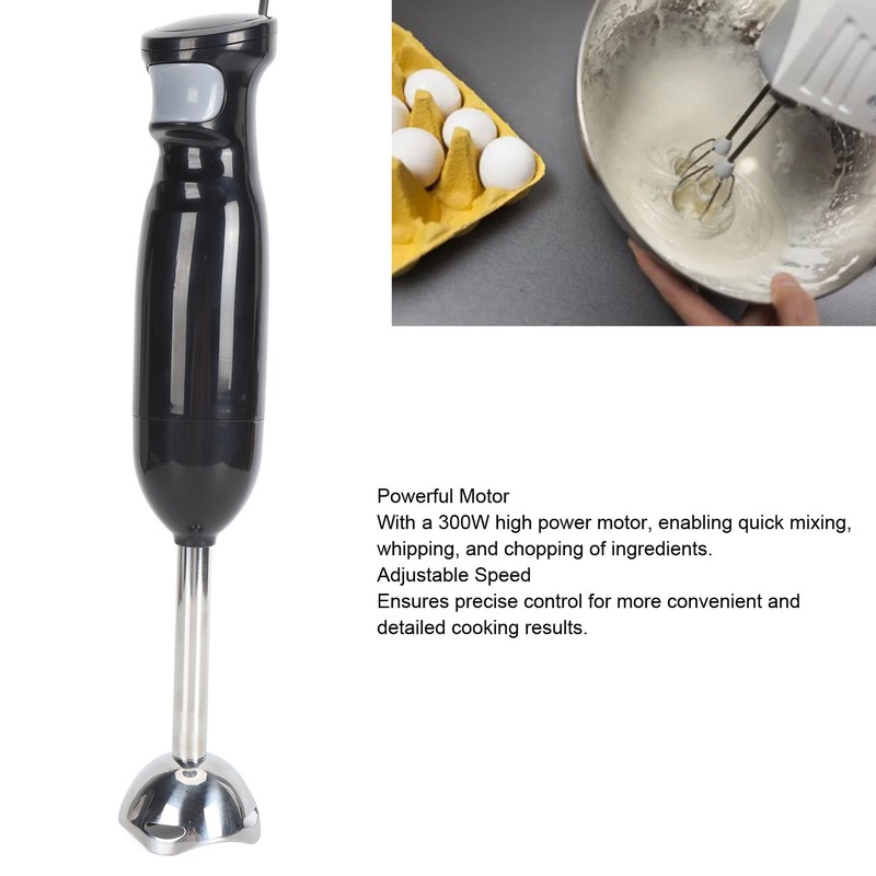 Electric Immersion Hand Blender 300W Portable Adjustable Speed Versatile Hand