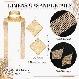 NebulaGlam 70s Disco Accessories Disco Accessories Costume Glitter Sequin Cuffs, Disco Sunglasses Earrings Bracelet and Headband, 70s 80s Outfit Women for Carnival (Gold), gold