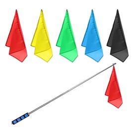 1 Blue Flagpole with 5 Color Flags,Telescopic Flagpole,Stainless Steel Hand Flagpole,Portable Flagpole,Suitable for Hanging Flags,Teaching Etc