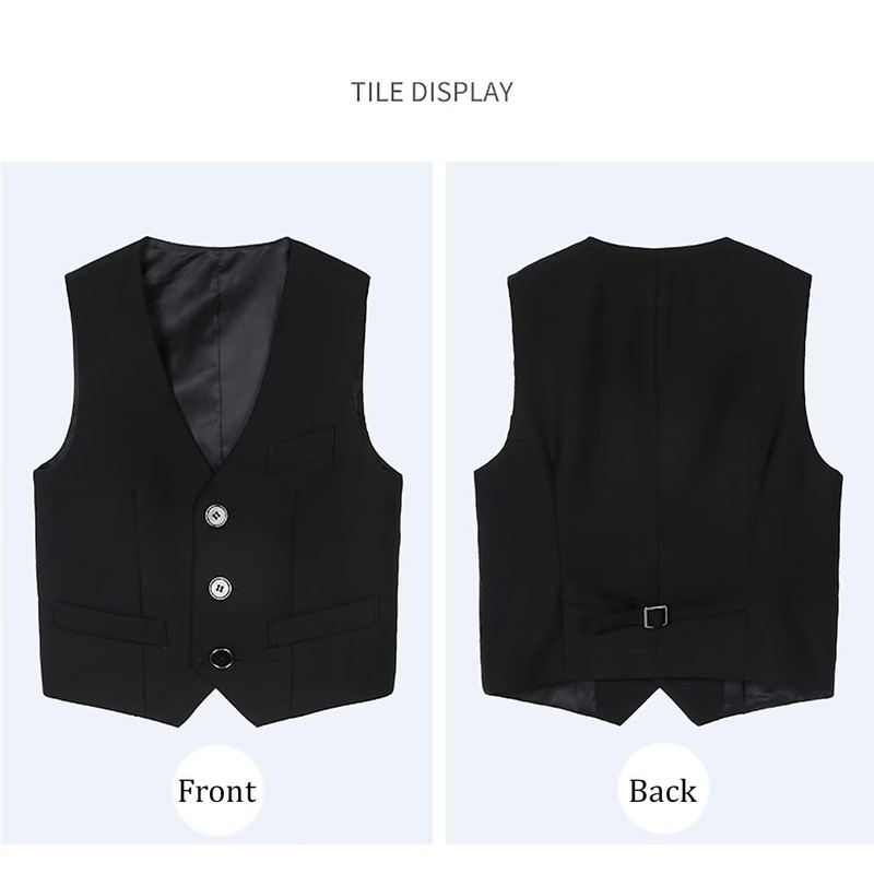Fankeshi Boy's 4 Button Formal Suit Vest Black 12