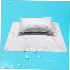 Healeved Pu Non-slip Hand Pad Set Portable Art Manicure Accessories Foldable Wrist Rest for Home Salon Use Durable White Marble Design for Beginners Professionals
