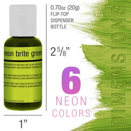 U.S. Cake Supply Airbrush Cake Neon Color Set - The 6 Most Popular Neon Colors in 0.64 fl. oz. (19ml) Bottles - Safely Made in the USA product