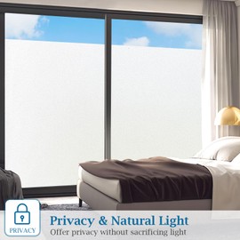 Coavas Window Film Privacy Frosted Glass Static Cling UV Sun Blocking Heat Control Window Tint Day and Night Home Bathroom Door Decorative Frosting Cover (White, 23.6 x 118.1 Inch)