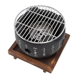 Japanese Grill with Portable Round Design, BBQ Grill Food Charcoal Stove for Household Barbecue Tool - 2 (L)