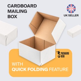 Packaging Hero 16 x 12 X 6 cm (aprox. 6.3" x 4.7" x 2.35") White Corrugated Cardboard Mailing Boxes, gift boxes, e-commerce box with free clear round stickers (10 pack)