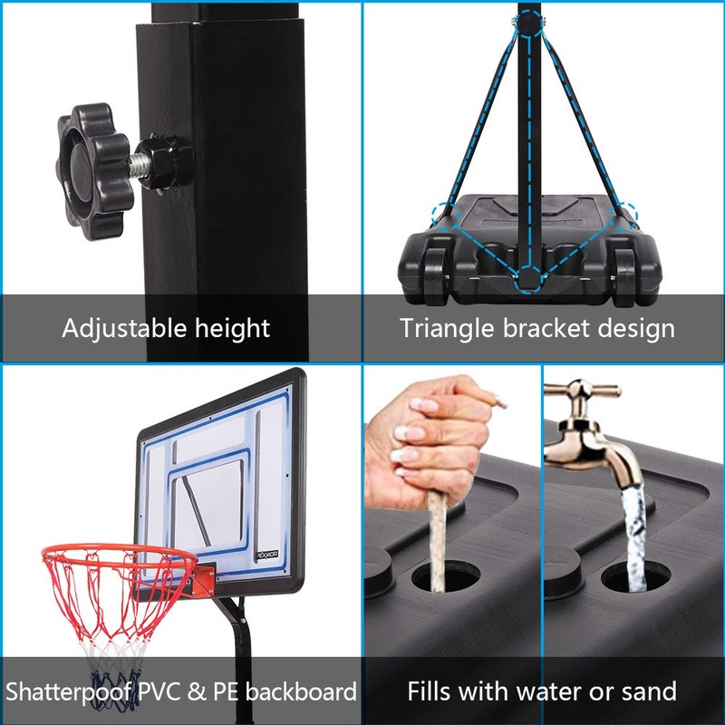 FCH Poolside Basketball Hoop, Adjustable Height 45"-53" Swimming Pool Basketball
