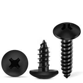 100 PCS #6 X 5/8 inch 18-8 (A2) Stainless Steel Truss Head Phillips Wood Screws, Black Coated Full Thread No.6 X 5/8'' Multipurpose Screw by TPOHH