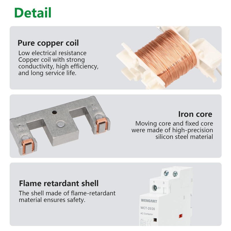 Wengart 25A AC Contactor 2-Pole 2NO, AC 120V Coil Modular