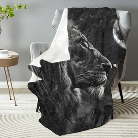 dhakalrlde Lion Blanket Flannel Throw Blanket - Soft Plush, Comfy, Lightweight, Warm, Fuzzy, All-Season Gift for Sofa, Bedroom, Bed, Living Room, Outdoor Use for Men Women 80in×60in