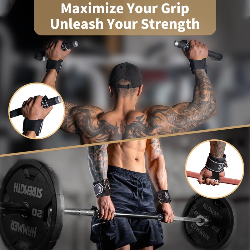 MOST GRIP Drip Glue Non-Slip Wrist Straps for Weightlifting, 2-in-1