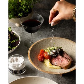 Tuscanini Reserve Black Truffle Salt, 4.23oz | Fine & Coarse Sea Salt with Dried Black Summer Truffles | Product of Italy | Truffle Seasoning Salt for Seaoning Fine Steaks, Popcorn, Fries & More | Certified Kosher