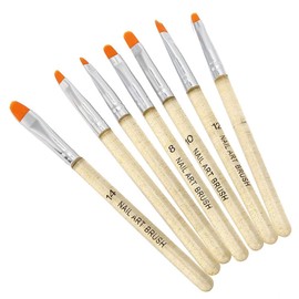 7 piezas de pinceles para uñas, patrón de bricolaje, pintura para uñas, dibujo de pluma de gel UV, juego de pinceles para dibujo de uñas, cepillo de diseño de uñas con mango transparente(Oro)