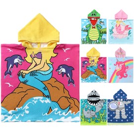 NovForth NovForth Kids Beach Towel for Boys Girls, Hooded Bath Towel Wrap, Toddler Pool Towel with Hood, Alligator