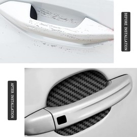 Pack of 4 Carbon Fibre Anti-Scratch Car Door Handle Protector Car Door Handle Protector No Spur Universal for Most Car Door Handles (Black)