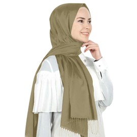 ANKOMINA Women Fashion Solid Color Muslim Hijab Scarf Soft Tassel Long Pashmina Shawl Wraps Head Scarves