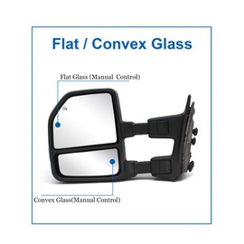 Adanz [New] Towing Mirrors fit for Ford F250 F350 F450 F-550 Super Duty 1999-2016 Manual Telescoping Manual Glass Adjustment Black Housing