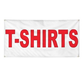 Vinyl Banner Multiple Sizes T-Shirts Red C Retail Outdoor Weatherproof Industrial Yard Signs 10 Grommets 60x144Inches