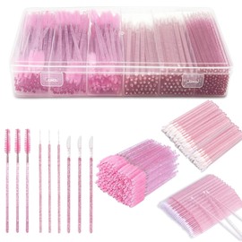 VIHARYEM 300PCS Disposable Mascara Wands Lip Wands Set,100Pcs Eyelash Brush, 100Pcs Lipstick Brush, 100PCS Micro Makeup Brushes, Makeup Tool Kit with Organizer Box