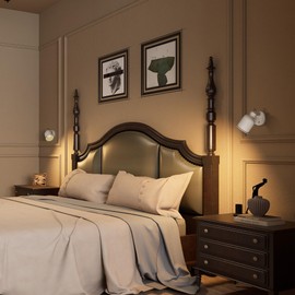 Aisilan Bedroom Wall Sconces with On/Off Switch Hardwire White Wall Light with E26 Bulb Indoor Sconce Wall Lighting for Bedside 7W Wall Mounted Light for Living Room Hallway Fireplace