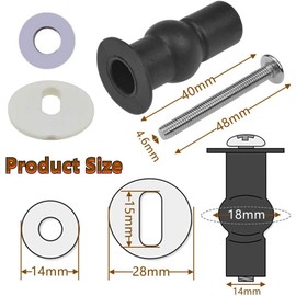 4 Pack Toilet Seat Screws, Toilet Seat Hinges Screws, Universal Toilet Seat Bolts Toilet Seat Fixing Kit Fittings Fix Expanding Rubber Top Nuts Screws Expansion Screw (Black White)