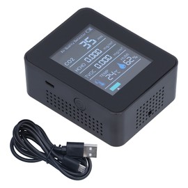Air Quality Monitor , Real Time Smart Air Quality Monitor , Intelligent and Colorful Display Carbon Dioxide Detector , for Home Office Gymnasium(Black)