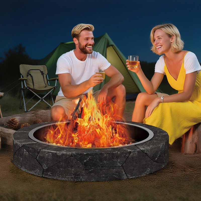 36-Inch Smokeless Fire Pit Ring, Easy 8-Piece Iron Sheet Assembly,