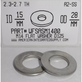 AMERICANINTEGRATEDSUPPLY.COM M14 FLAT WASHERS A2 STAINLESS STEEL 15mmIDx28mmOD 2.3mm-2.7mm TH +/- (15)