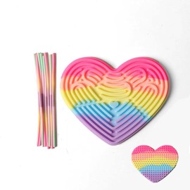 WEAREWE Sensory Activity Board, Reversible Design Children's Busy Board, Travel Activities for 3+ & Adult Children ADHD & Autism Quiet No Clutter Toy Gift with 11 Strings Heart