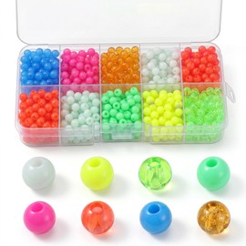 Alrhso 1000 Pcs Round Float Glow Fishing-Rig Bead Fishing Beads Accessories Set 5mm Plastic Fishing Line Beads for Saltwater and Freshwater Tackle Lure Making(Mixed Colors)