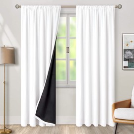 BGment BGment Pure White 100% Blackout Curtains for Bedroom, Black Out Living Room 84 inch Panels with Thermal Liner, Rod Pocket and Back Tab Double Layer Room Darkening Drapes, 2 Panels, Each 52 x 84 Inch