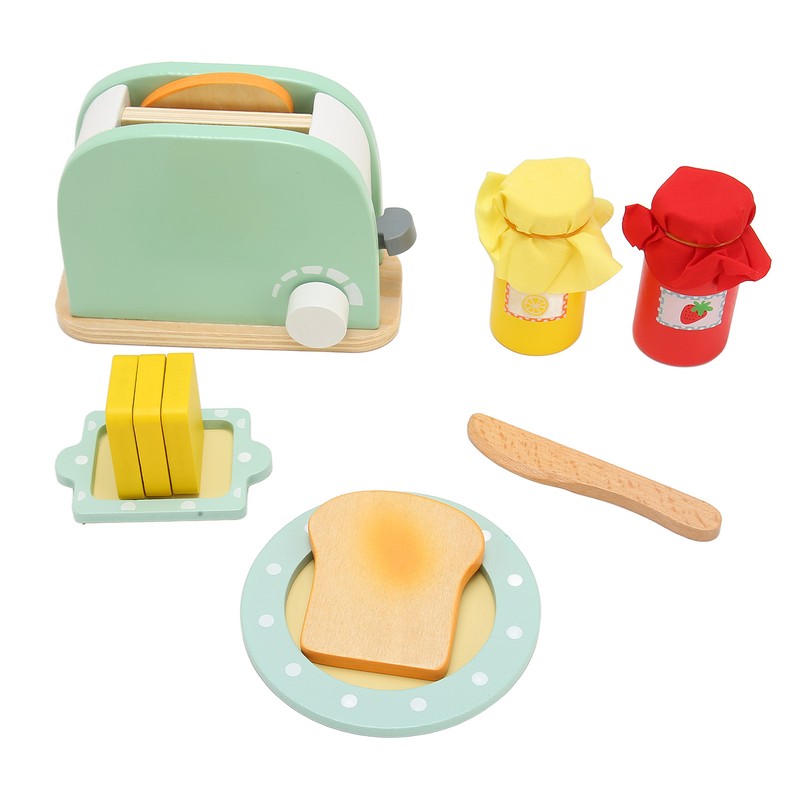 Toaster Toy Set Safe Durable Solidwood Round Edges Hand Eye