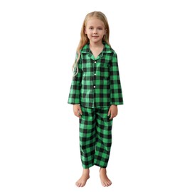 Family Christmas Pjs Matching Sets Plaid Pajamas Long Sleeve Holiday Sleepwear for Adults Kids, Green Plaid Men, US XL