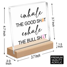 Funny Office Desk Decor,Inhale the Good Exhale the Bulls Acrylic Plaque for Office Desk Tabletop Decor,Fun Office Gift for Colleague Cowoker Friend A356