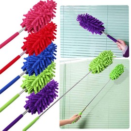 Microfiber Mini Duster Cleaning Brush Dust Cleaner Hand Duster Extendable Handle Soft Fans for Indoor Home Ceiling Cleaning (Orange)
