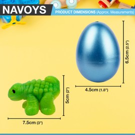 Navoys 2 Hatching Dinosaur Eggs - Grows & Hatches in Water, 12-24hrs Hatchable, Surprise Eggs, Educational Play Set, Mystery Dinosaur, 5 Assorted Designs, Ankylosaurus, Triceratops, Stegosaurus
