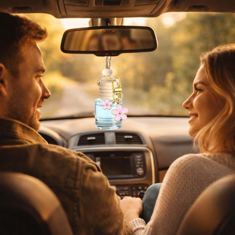 6 Pcs 8ml Hanging Car Diffuser Bottle,With Cherry Pendant, Refillable