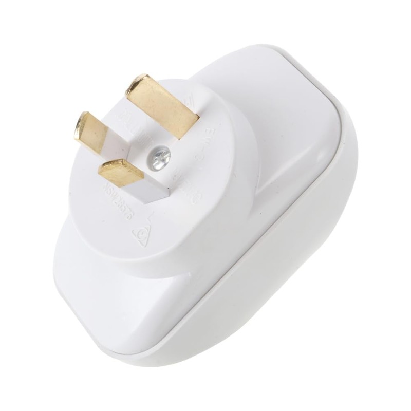 SAS Electrical 240V 10A 2400W Triangular Double Adaptor, White